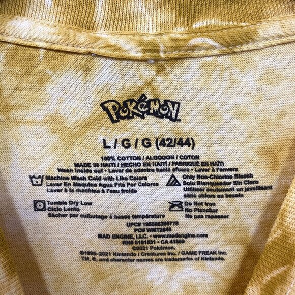 Pokemon Pikachu Grookey Scorbunny Sobble Gold Yellow Tie-Dye Shirt Large - Picture 4 of 4
